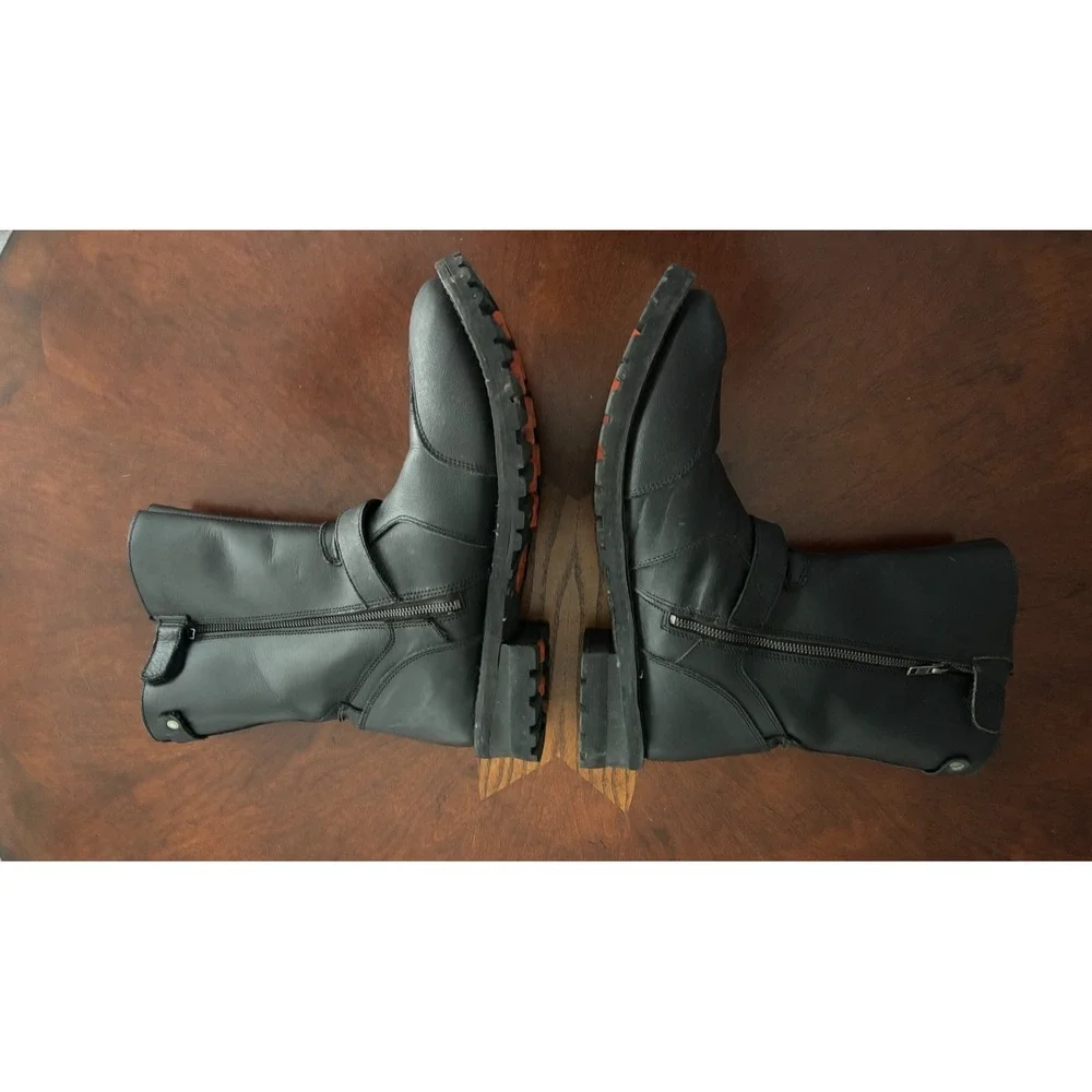 Milwaukee Motorcycle Boots 15 Black Leather Square Biker Oil Resist Harness Goth
